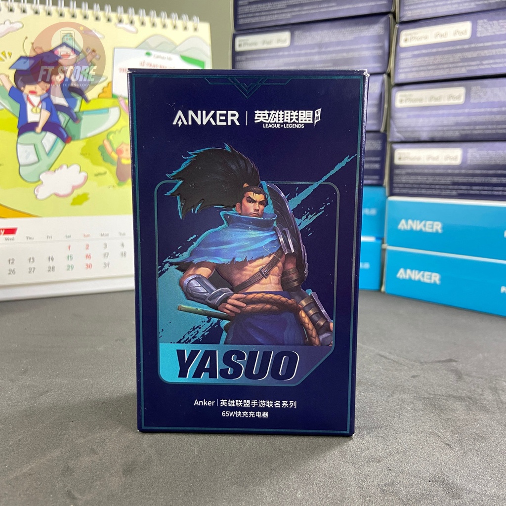 [GIAO HỎA TỐC]Củ sạc nhanh Anker 65W A9523 A9521 Liên Minh Huyền Thoại (Yasuo) PPS, QC3.0, PD20w, PD30W cho IP, andr