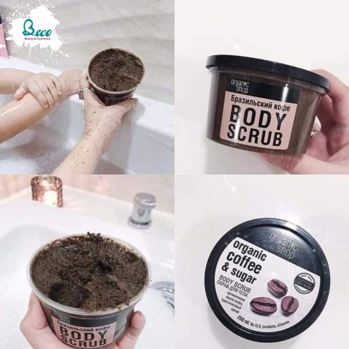 [Mỹ Phẩm Xách Tay]  Tẩy Da Chết Body Coffee & Sugar Body Scrub Organic Shop  - Phụ Nữ Làm Đẹp