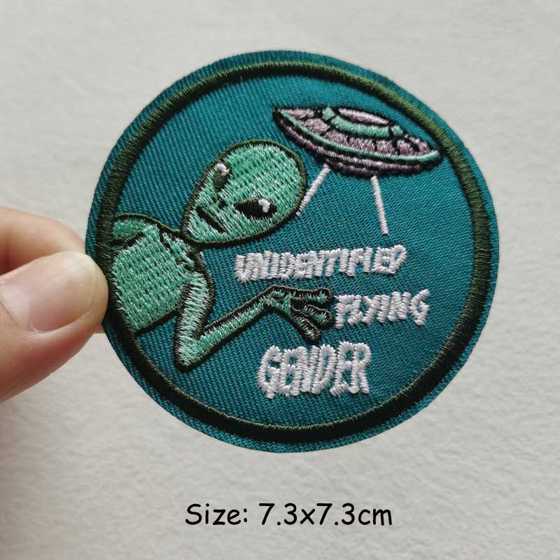 UFO Miếng Dán Sắt Trên Miếng Dán Trên Quần Áo Keo Nhiệt Thêu Miếng Dán Cho Quần Áo Alien Miếng Dán Cho Quần Áo Áo Khoác DIY