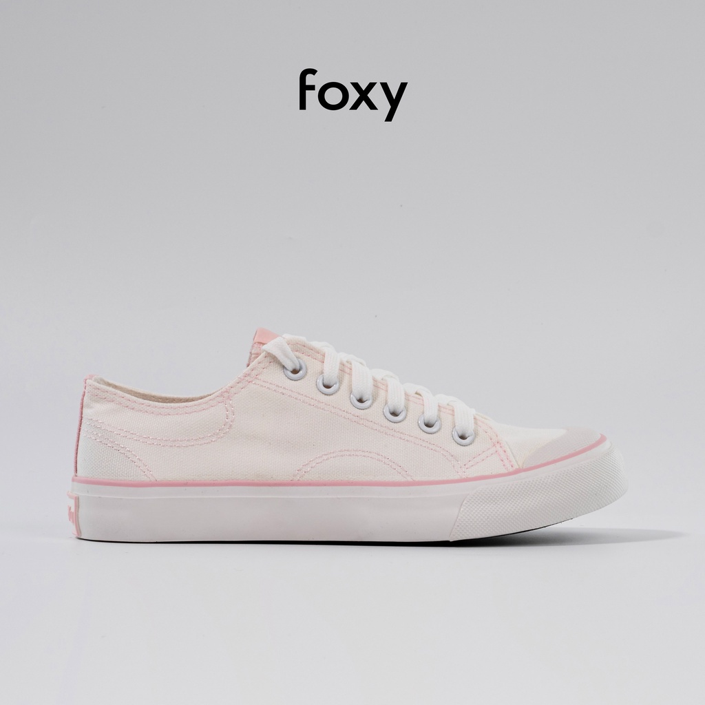 Giày Sneaker Nữ FOXY Màu Trắng Đế Bằng Chất Liệu Canvas - FOX023