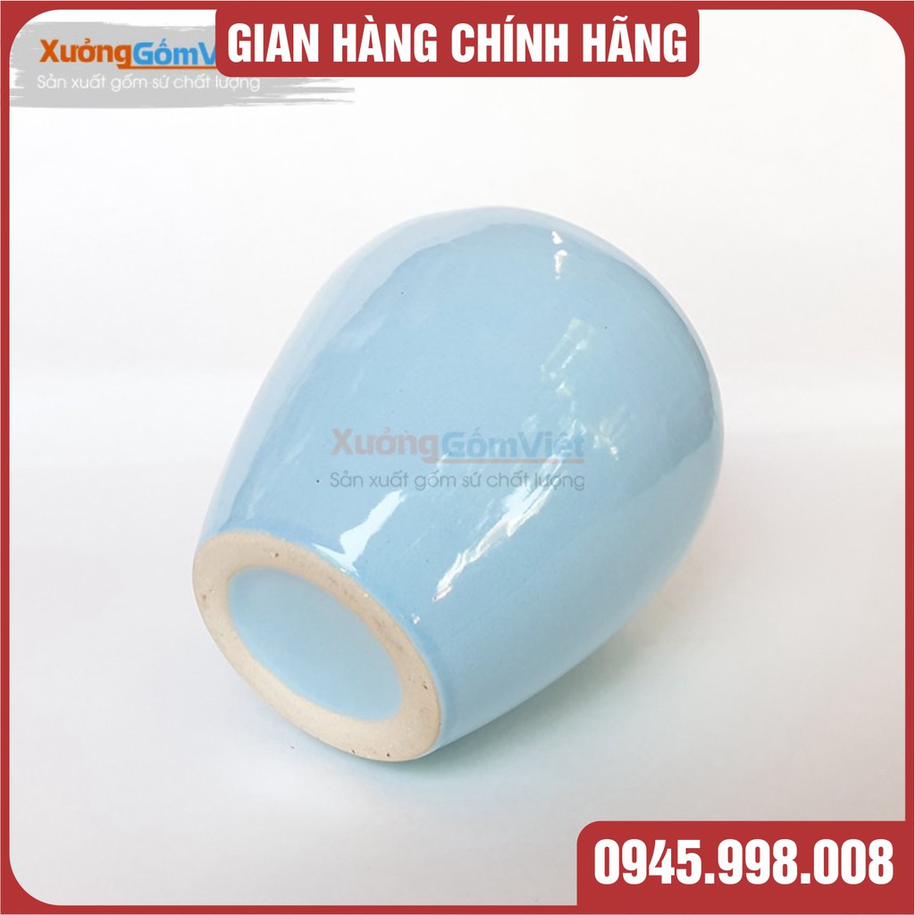 Lu uống bia kiểu mới - sáng tạo mới của gốm Bát Tràng-hàng vuốt tay dung tích 400ml - MÀU XANH PASTER - XƯỞNG GỐM VIỆT