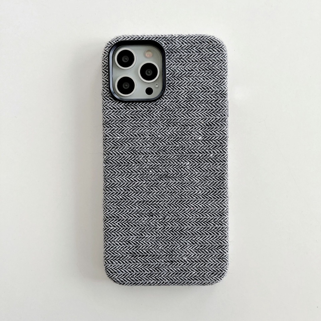 Ốp Điện Thoại Mặt Vải Họa Tiết Kẻ Ô Chống Trượt Cho iPhone 12 13 Pro Max 14 Pro