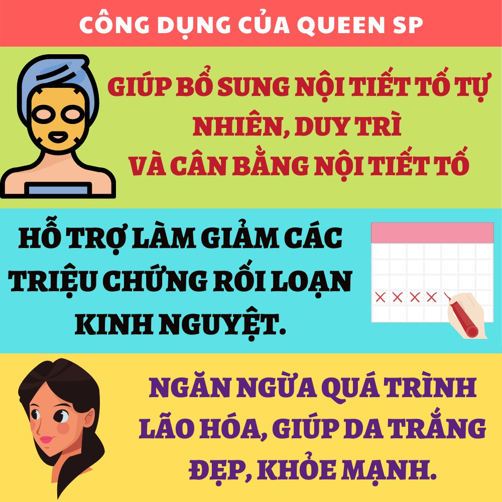 QueenSP - Viên uống cân bằng nội tiết tố, Ngăn ngừa quá trình lão hóa, giúp da trắng đẹp, khỏe mạnh ( Hộp 60 viên) | BigBuy360 - bigbuy360.vn