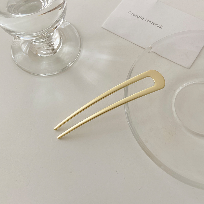 Trâm cài tóc kim loại hình chữ U phong cách cổ điển cho nữ