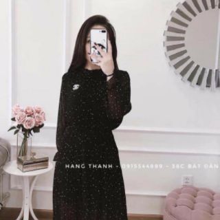 váy chấm bi dáng suông ( bán màu đen )