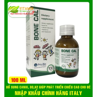 BONE CAL BỔ SUNG CANXI VITAMIN D3 VÀ K2 GIÚP PHÁT TRIỂU CHIỀU CAO TỐI ƯU (100ML) | NHẬP KHẨU CHÍNH HÃNG ITALY