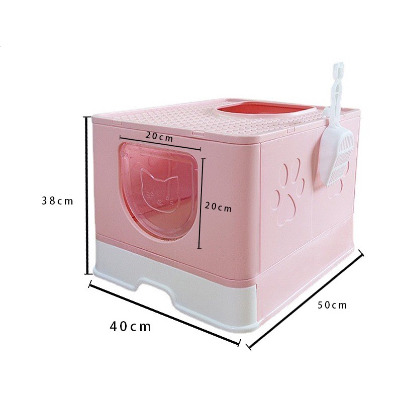 Hộp đi vệ sinh cho mèo có nắp đậy không gian cực lớn có thể xếp gọn tiện lợi