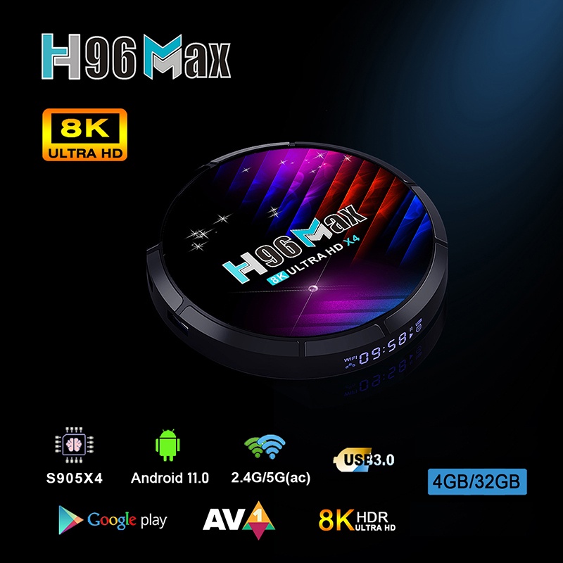 Android Tv Box Ram 4GB bộ nhớ 32GB hỗ trợ Video 8K android 11.0 Wifi kép Bluetooth 4.0 đa ứng dụng H96MAX X4 tivi box