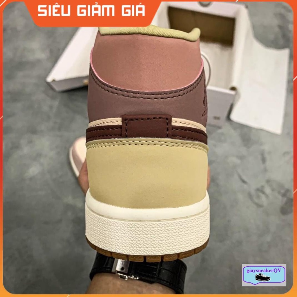 Giày thể thao Air Jordan 1 Mid 'Milk Tea Brown' siêu đẹp, năng động, cá tính dành cho nữ