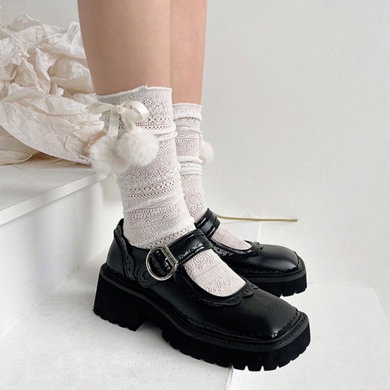 Youyo Vớ Nhung Satin Phối Ren Rỗng Phong Cách Lolita Ngọt Ngào Cho Nữ