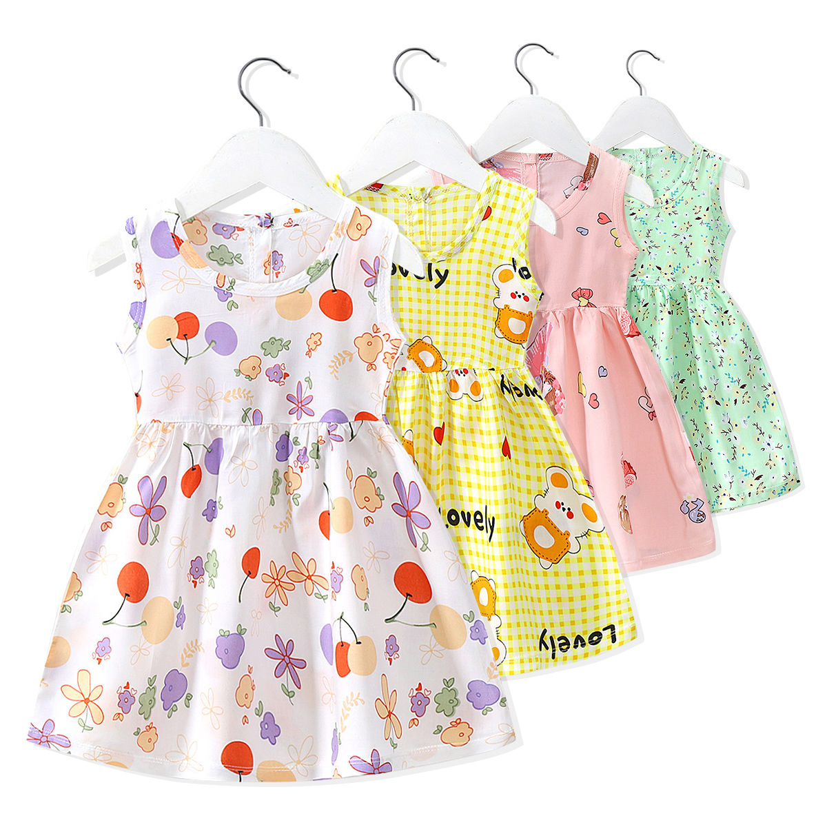 Bông lụa nữ trẻ em ăn mặc mới 2021 3-8 tuổi cô gái ngủ váy mùa hè hoa đáng yêu ăn mặc PAPAYA