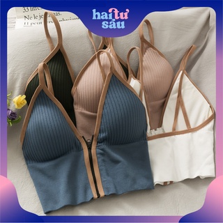 Áo bra nữ gân tăm khoá trước - freesize
