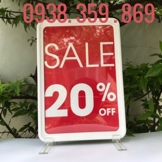 Khung bảng sale, bộ chân bảng sale, kẹp bảng sale, wobbler để bàn đế nhựa, wobbler quảng cáo