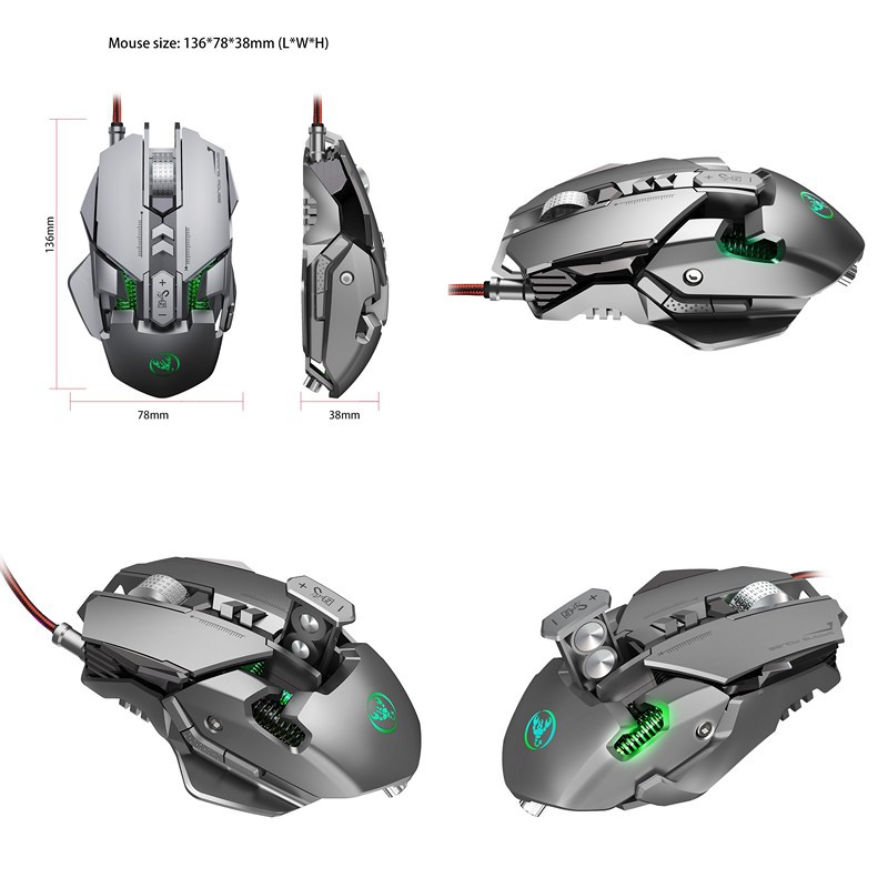 Chuột cơ gaming led RGB 6400DPI - J800 mechanical Gaming mouse