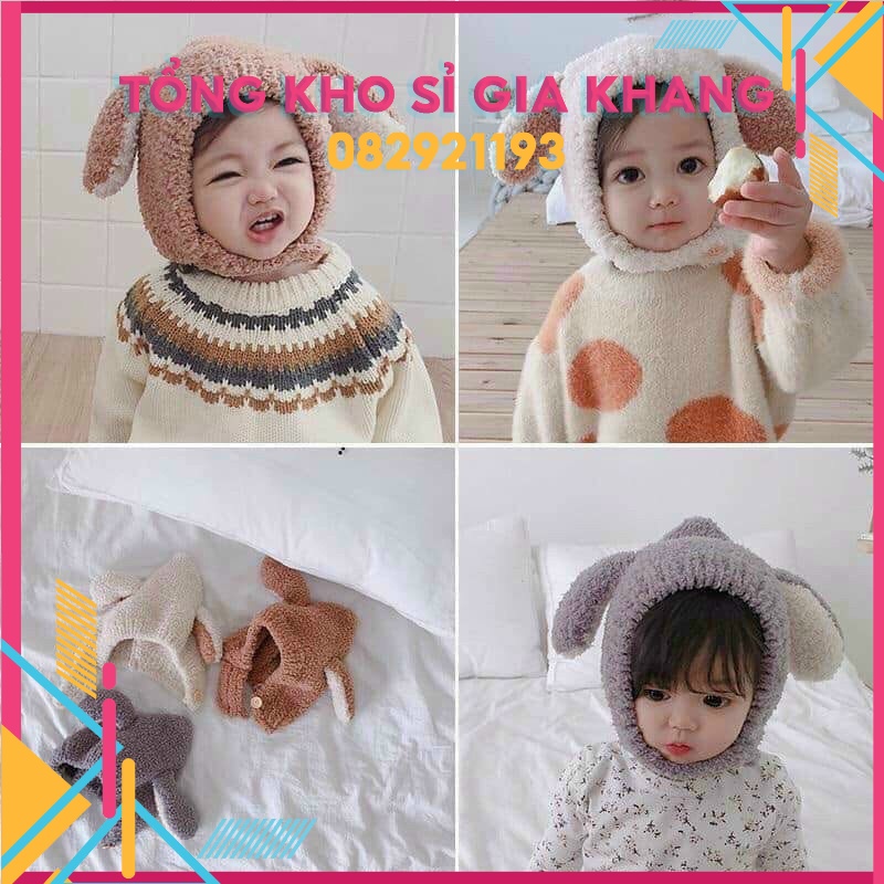 [Cừu] Mũ tai thỏ lông cừu cho bé từ 1-4 tuổi