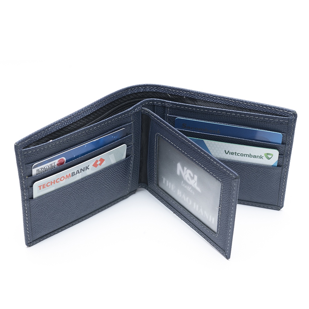 Ví nam da saffiano K102 cao cấp N&amp;L Leather da thật full hộp làm quà tặng bảo hành 24 tháng