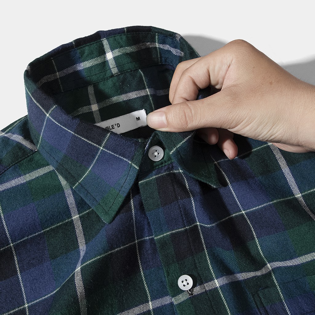 Áo sơ mi Flannel nam Double'D tay ngắn form Regular họa tiết kẻ caro SCN