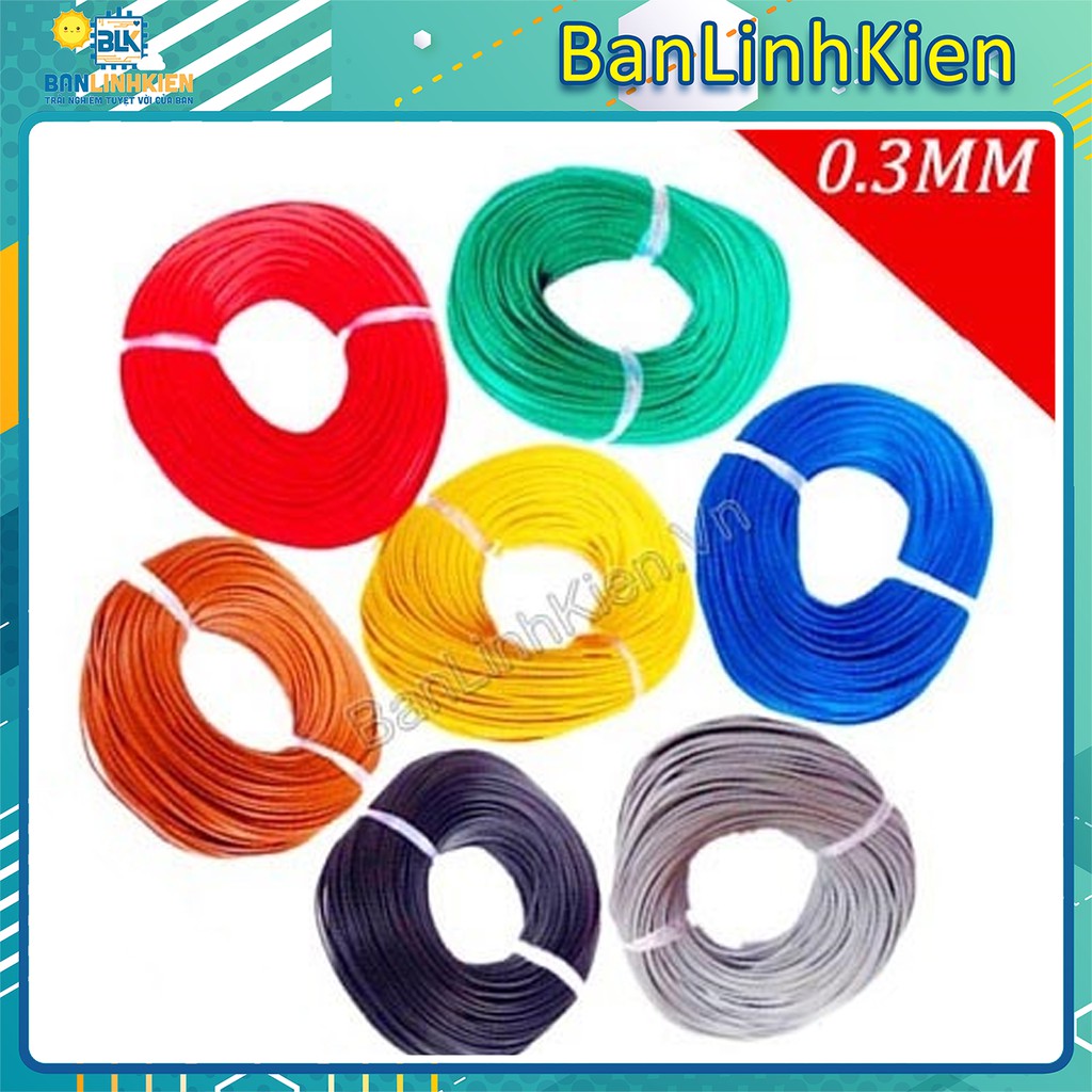 Dây điện nhỏ 0.3mm cuộn 5M/ Đầy đủ các màu