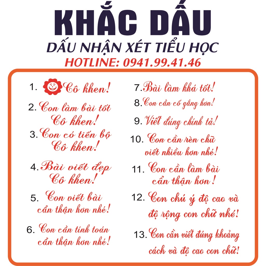 Con dấu nhận xét học sinh tiểu học hiệu Shiny