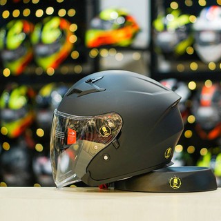 [Combo Quà Tặng Từ Shopee]Mũ 3/4 2 kính Yohe 878 ĐEN NHÁM chính hãng