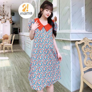 Váy bầu thiết kế dự tiệc công sở mùa hè 2MAMA suông hoa nhí V81