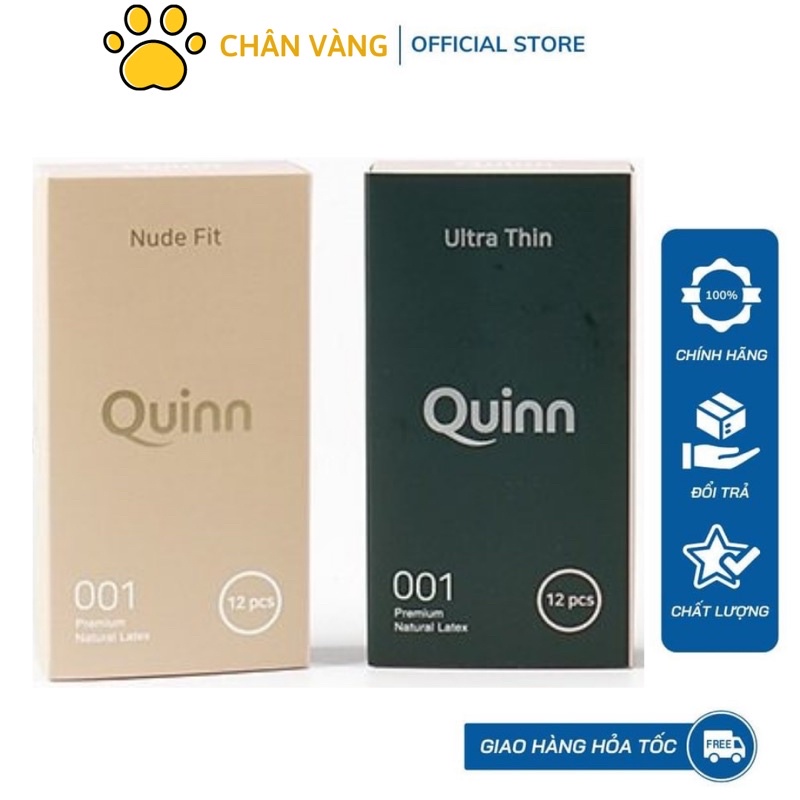 Bao Cao Su Siêu Mỏng 0.01 Quinn Cho Cảm Giác Chân Thật Hàn Quốc Hộp 12 Cái