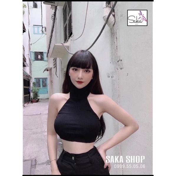 Áo thun nữ nút sau thun cotton gân