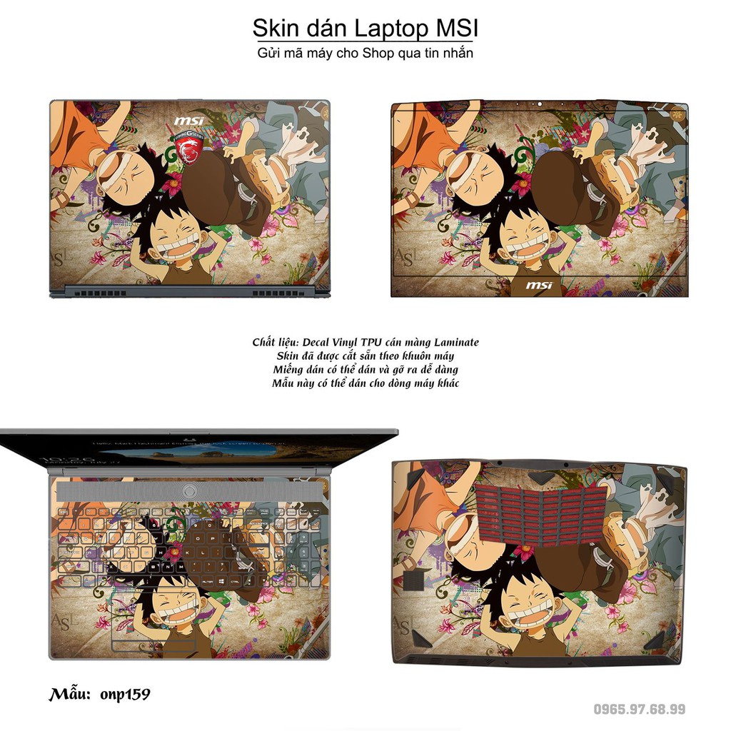 Skin dán Laptop MSI in hình One Piece _nhiều mẫu 20 (inbox mã máy cho Shop)