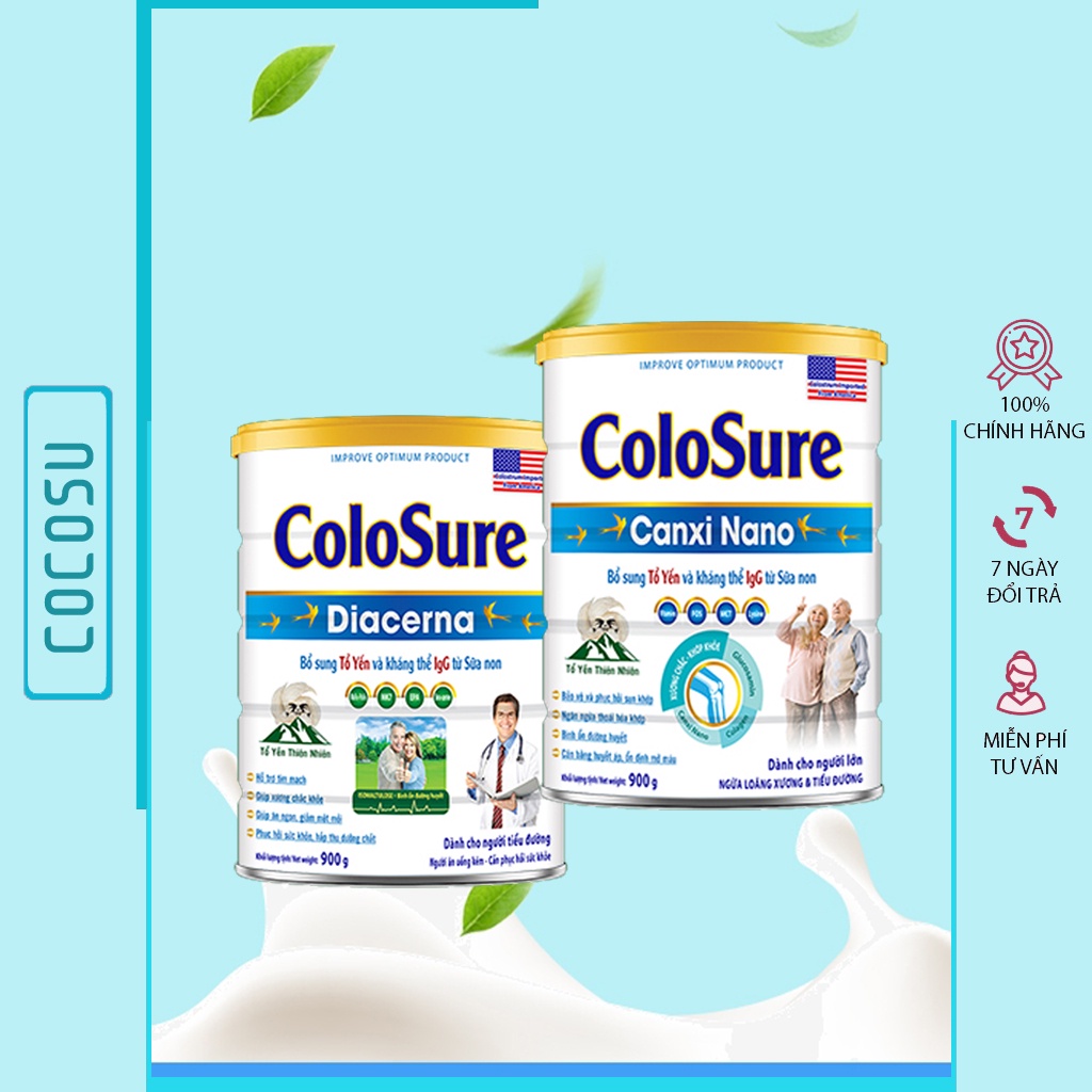 Sữa tiểu đường cho người già gầy canxi dinh dưỡng tổ yến Colo sure 900g