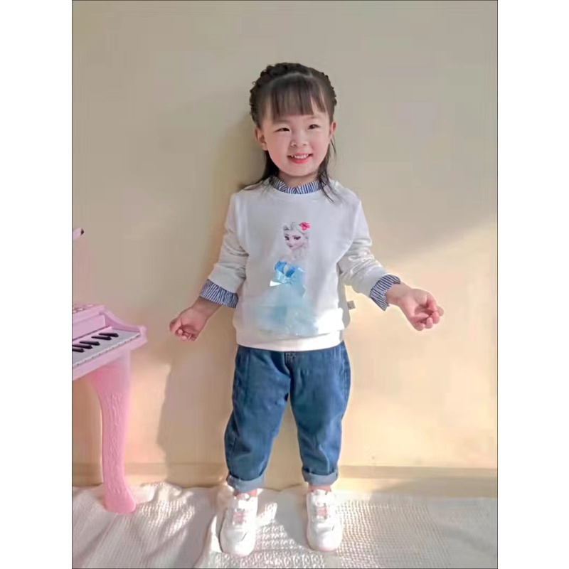 Áo sơ mi thun dài tay hoạ tiết nổi nhiều màu cho bé gái  N00966