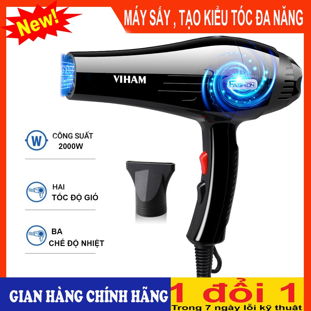 Máy [NEW] Sấy Tóc Tạo Kiểu Công Suất Lớn 2000W -Chế Độ Gió Và Nhiệt Linh Hoạt Bảo Vệ Tóc - Freeship Toàn Quốc