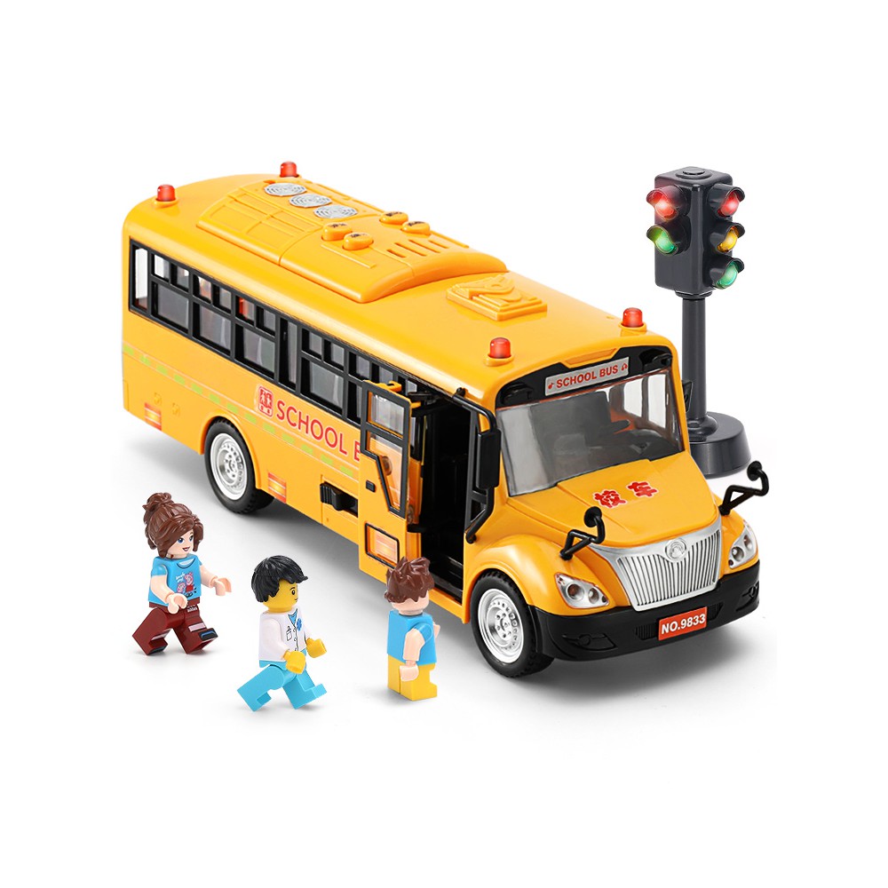 Đồ Chơi Ô Tô Xe Buýt School Bus BBS Cho Trẻ Em Mở Các Cửa, Có Đèn, Âm Thanh Và Hành Khách