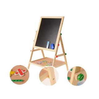 Bảng đen nam châm hai mặt kiêm giá đỡ bằng gỗ đa năng cho bé