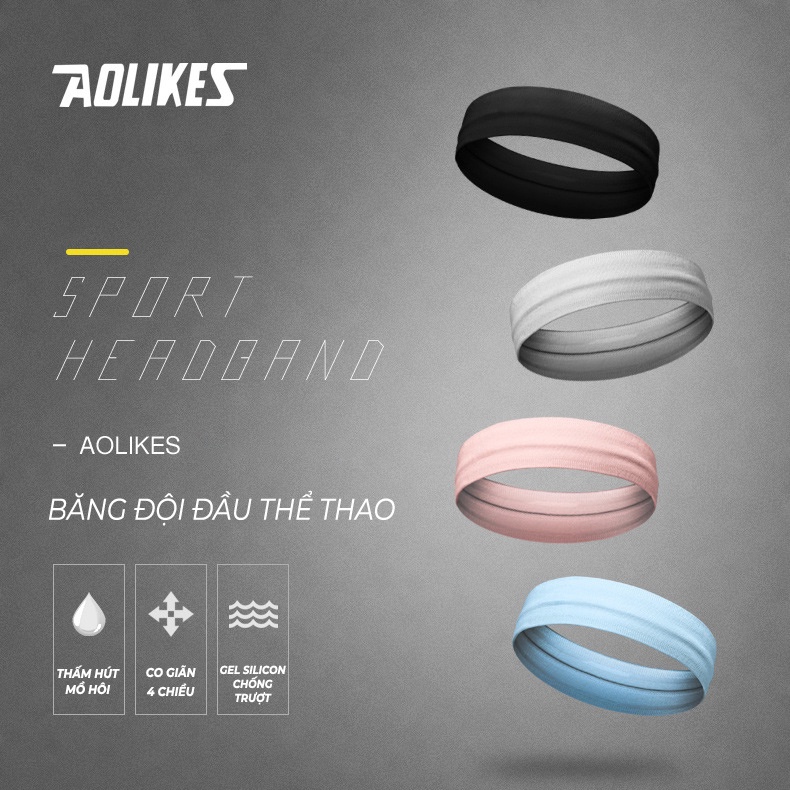 Băng Đô Bản Rộng Headband AOLIKES Dùng Đeo Trán Giúp Thấm Hút Và Chặn Mồ Hôi Khi Đi Tập BDD01