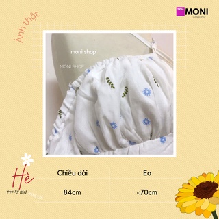Váy hoa nhí trễ vai hở lưng (có chít eo)