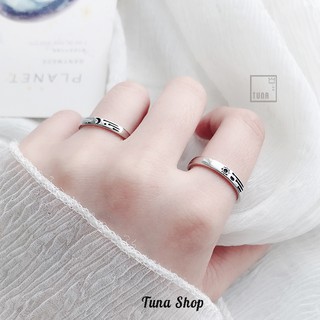 Nhẫn bạc đôi aroch sun-moon tự điều chỉnh size - tuna shop