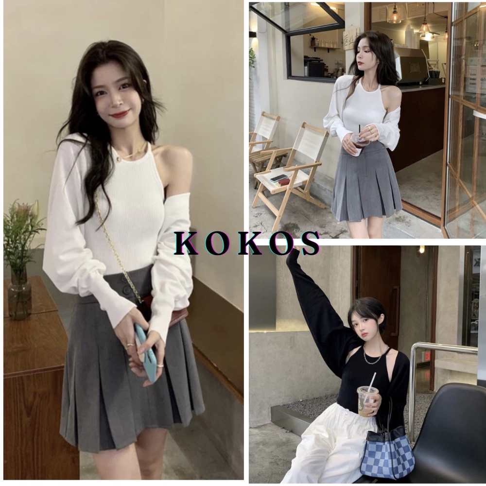 Set Cardigan Yếm 2 Dây Tay Bồng Sexy KOKOS Nữ [FREESHIP]🍁Áo khoác cardigan croptop, kèm áo 2 dây nữ tính Ulzzang 21075 | BigBuy360 - bigbuy360.vn