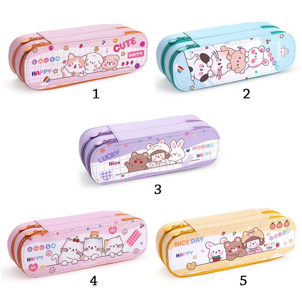 UUMIR Túi Đựng Bút Bằng Vải Canvas Hai Lớp Sức Chứa Lớn Dễ Thương