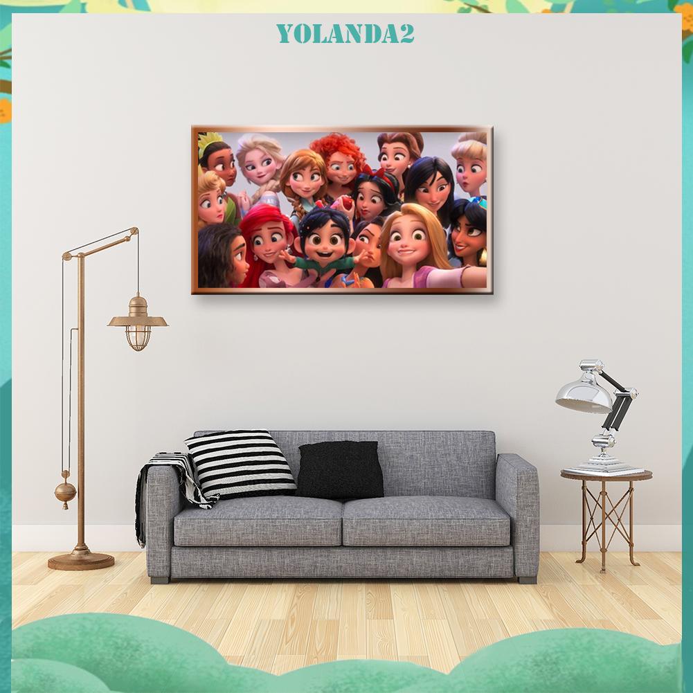 Bộ 2 Tranh Đính Đá Diy Hình Công Chúa Hoạt Hình Dùng Trang Trí Phòng