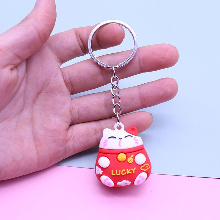 Móc Treo Gắn Chìa Khóa Nhà Xe Balo Túi Xách Quà Tặng Lưu Niệm Hình Mèo May Mắn Lucky 3D - Minh An Saigon