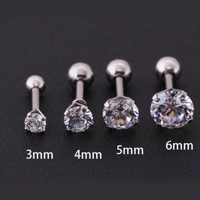 1 Khuyên Xỏ Tai/Môi/Môi 4 Móng Bằng Thép Titan Đính Pha Lê Thời Trang Hàn Quốc Cho Nam Và Nữ