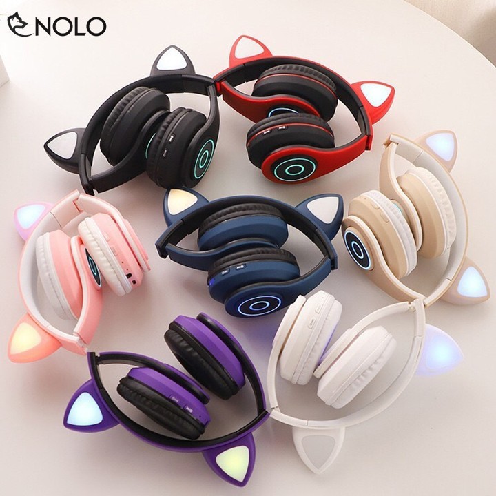 🍀loại xịn có mic🍀 Tai Nghe Chụp Tai Mèo Bluetooth, Headphone Tai Mèo Dễ Thương, Âm Bass Mạnh Mẽ Và Dung Lượng Pin Khủng