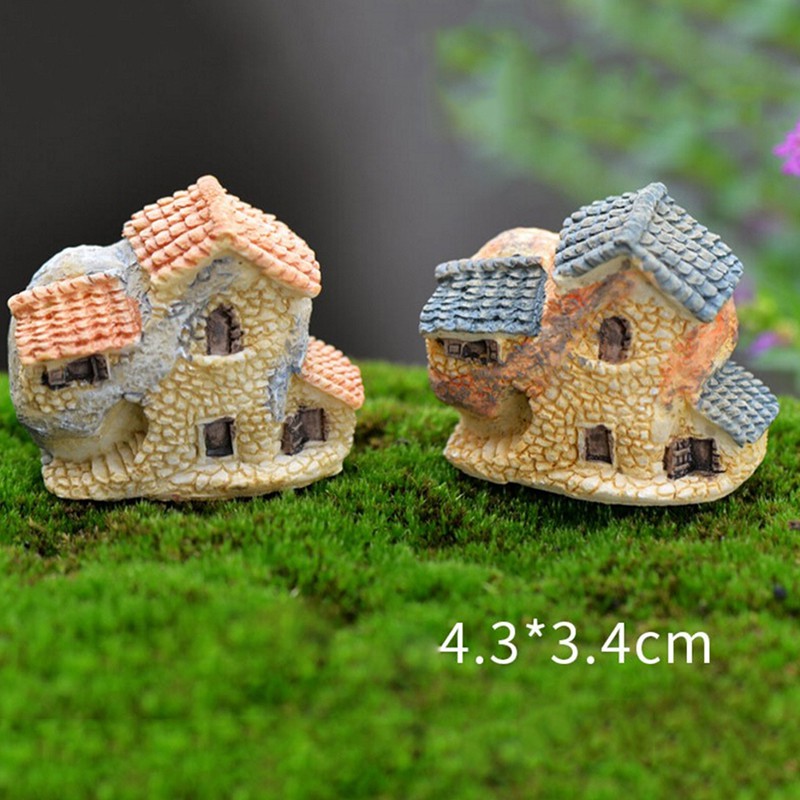 Mô Hình Ngôi Nhà Mini Thủ Công Cổ Điển Trang Trí Nhà Cửa Sân Vườn Cổ Tích