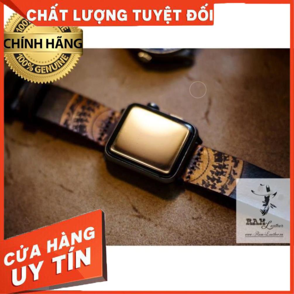 (CHẤT) DÂY APPLE WATCH TRỒNG ĐỒNG DA BÒ Ý CHOCOLA NÂU - RAM SIMPLE TRỐNG ĐỒNG -ĐỦ SIZE +