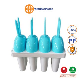 Khuôn làm kem 4 que nhựa Việt Nhật Plastic có nắp là tay cầm tai thỏ ngộ nghĩnh