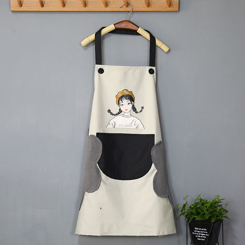 Khăn Lau Tay + Khăn Lau Chống Thấm Nước Chống DầuTạp Dề Cotton Nguyên Chất Chống Thấm Nước Chống Bám Dầu Phong Cách Nhật Bản Dễ Thương