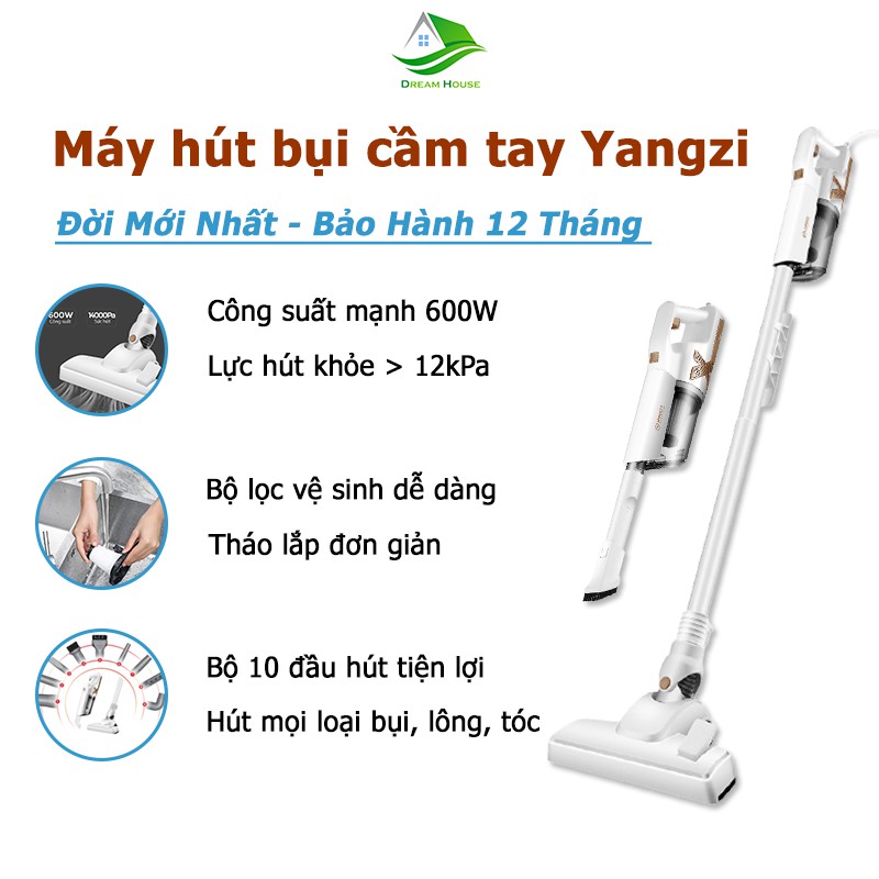 [TẶNG BỘ LỌC HEPA] Máy Hút Bụi Cầm Tay Yangzi Siêu Bền Và Lực Hút Cực Khỏe 12000Pa Chính hãng Dreamhouse