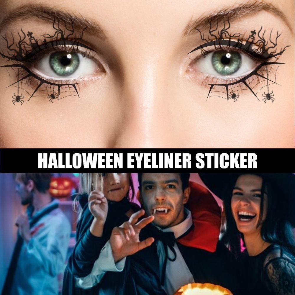 Set 8 Cặp Hình Xăm Dán Mắt Nhện Phong Cách Halloween Độc Đáo