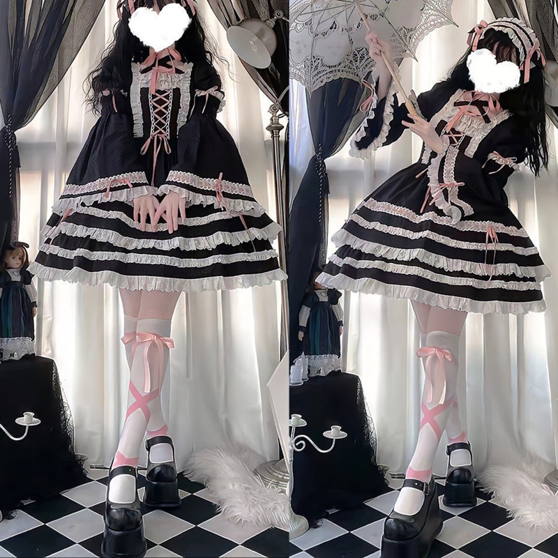 Tất Cao Ngang Gối Đính Nơ Phong Cách Lolita Cho Nữ