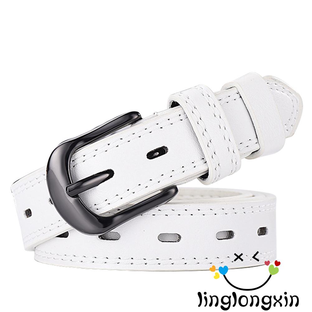 Thắt lưng da PU có khóa kim loại dạng mỏng hợp thời trang cho nam nữ